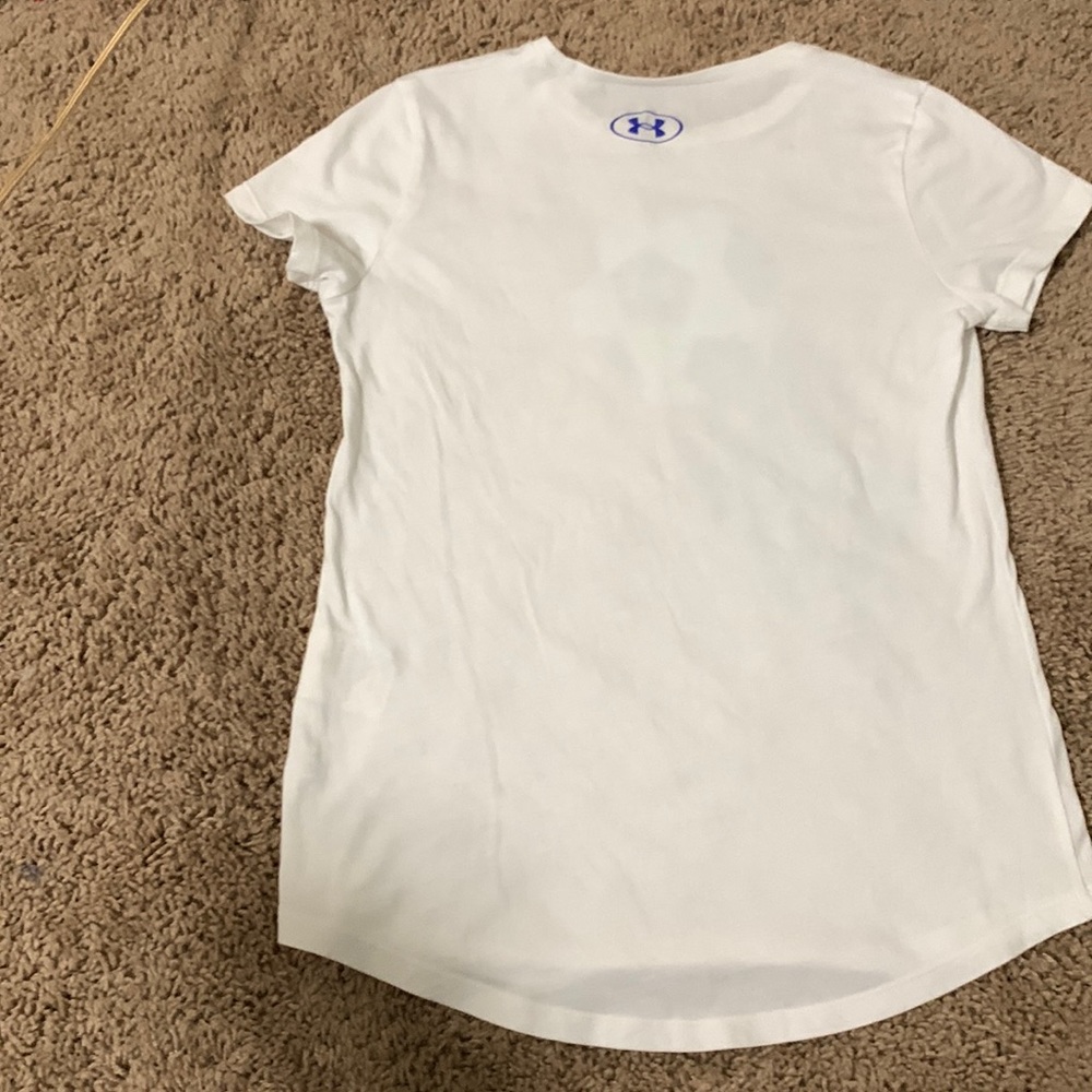 Under Armour girls tee ymd, white with soccer ball design